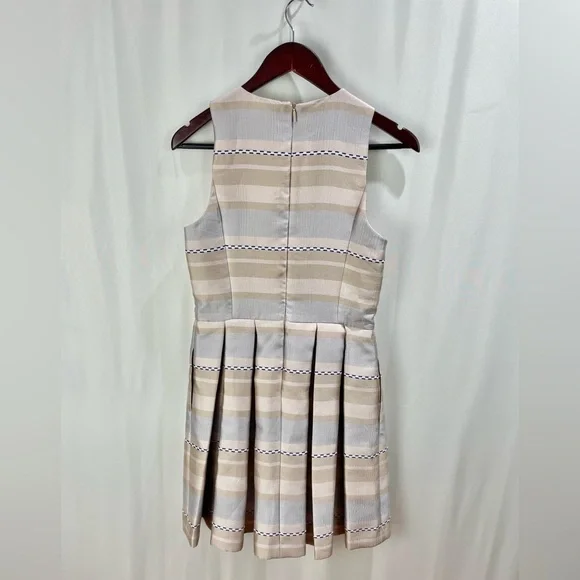 Armani Exchange Beige Taffeta Pleated Fit and Flare Tea Dress Size 6 - Picture 4 of 6